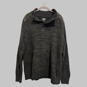 Rock & Republic Men’s Quarter Button Zip Cabincore Gorpcore Charcoal Sweater XL
